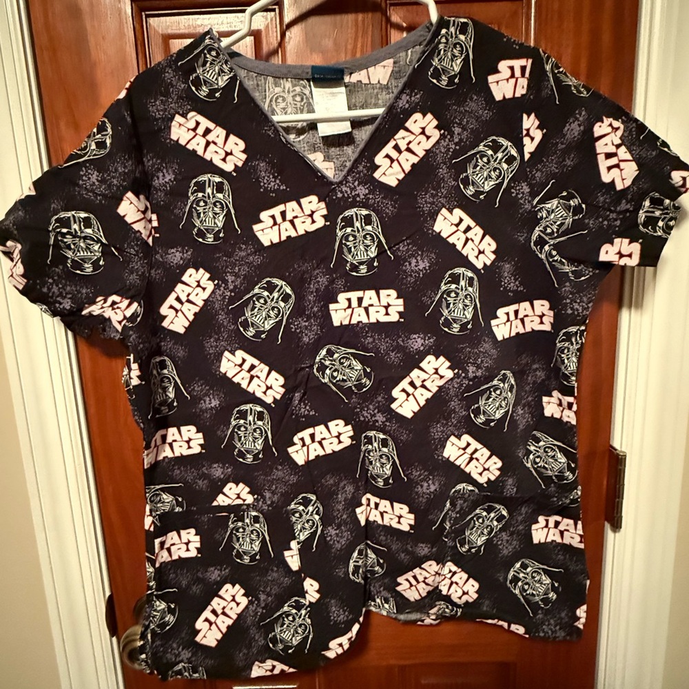 Star Wars Black Graphic Scrub Top